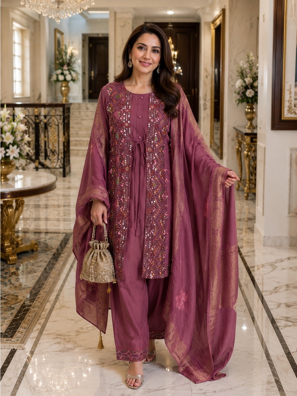 3 pic set Salwar Kameez Indian stitched XScoat style Sequin  Sz XS